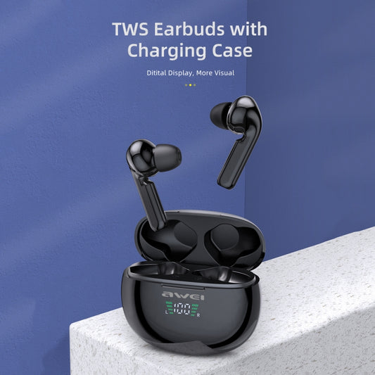 Casque de sport sans fil Bluetooth V5.0 TWS Awei T15P avec écran LED et étui de chargement
