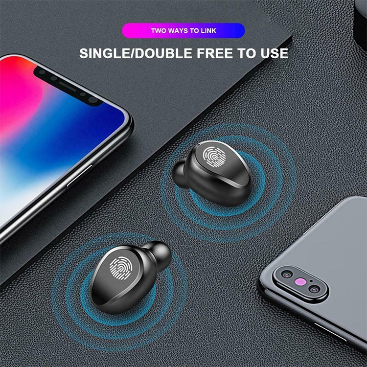 F9 TWS V5.0 Touch Control Binaural Wireless Bluetooth Headset with Charging Case and Digital Display, F9