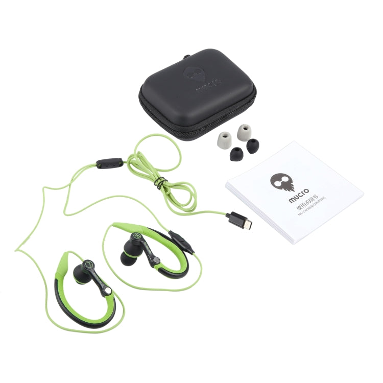 Mucro Type-C Plug In-Ear Sport Earhook Wired Stereo Headphones for Jogging Gym, Type-C
