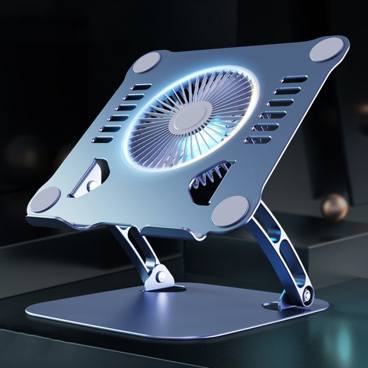 R-JUST HZ22 Dual-purpose Desktop Fan Aluminum Alloy Laptop Bracket with Light, HZ22 (Tarnish), HZ22 (Silver)