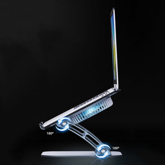 R-JUST HZ22 Dual-purpose Desktop Fan Aluminum Alloy Laptop Bracket with Light, HZ22 (Tarnish), HZ22 (Silver)