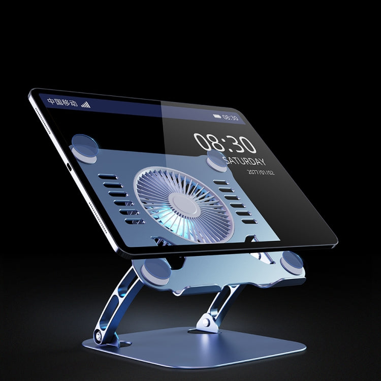 R-JUST HZ22 Dual-purpose Desktop Fan Aluminum Alloy Laptop Bracket with Light, HZ22 (Tarnish), HZ22 (Silver)