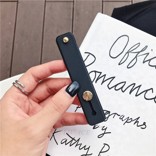 TPU Leather Finger Strap Phone Holder Desktop Grip Stand