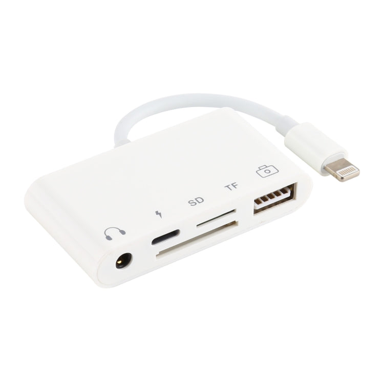 5 in 1 8 Pin to USB HUB And USB-C / Type-C And 3.5mm Earphone And SD And TF Card Reader