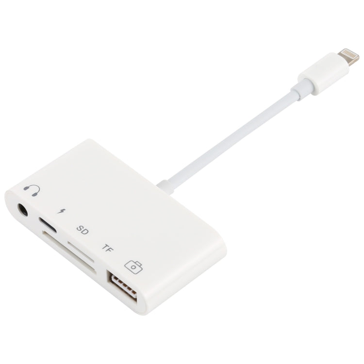 5 in 1 8 Pin to USB HUB And USB-C / Type-C And 3.5mm Earphone And SD And TF Card Reader
