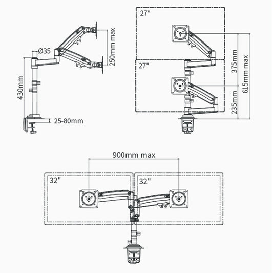 NB H180 Column Type Dual-screen Monitor Holder Desktop Rotating Lifting Computer Monitor Base Hanger, NB H180