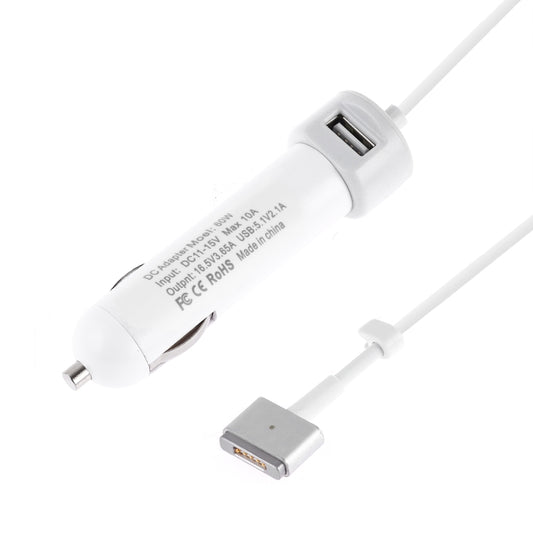 Chargeur de voiture avec interface USB 60W 5,1V 2,1A et câble de données avec interface MagSafe 2 T 16,5V 3,65A, MagSafe 2 T 16,5V 3,65A