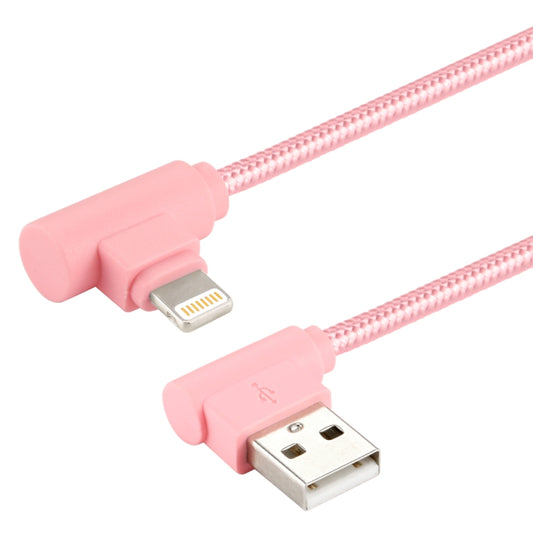 25cm Nylon Weave Style USB to 8 Pin Double Elbow Charging Cable, 25cm 8 Pin