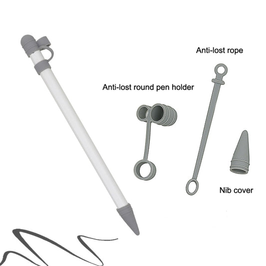 3 in 1 Silicone Protective Cover+Touch Cap Pen+Nip Pen Case For Apple Pencil, White