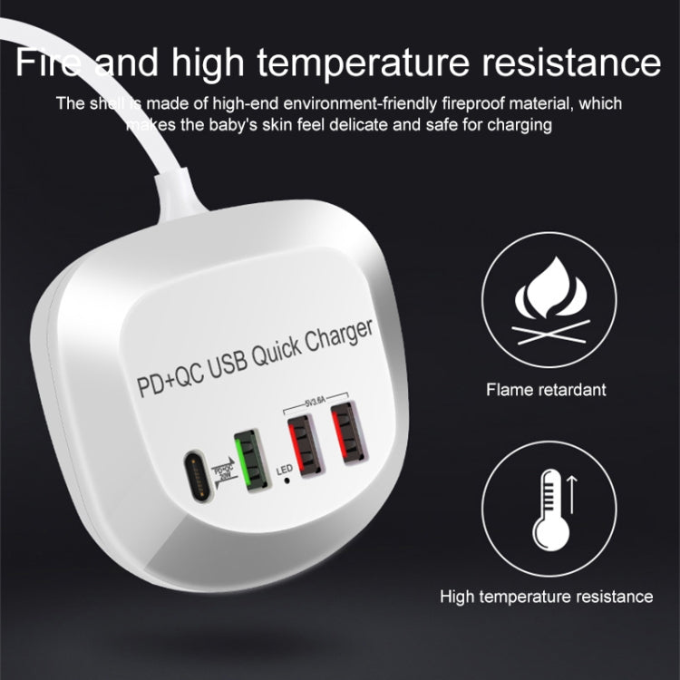WLX-T3P 4 In 1 PD + QC Multi-function Smart Fast Charging USB Charger, WLX-T3P EU Plug, WLX-T3P UK Plug, WLX-T3P US Plug, WLX-T3P AU Plug
