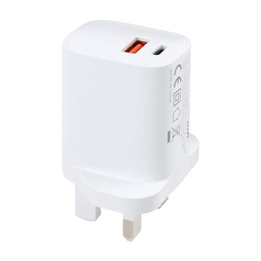 E087 20W USB-C / Type-C + USB Ports Fast Charging Travel Charger, UK Plug, UK Plug