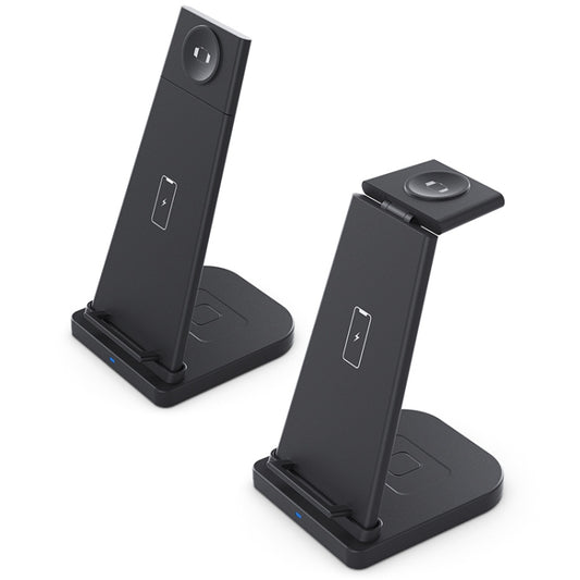 10W 3 in 1 QC 3.0 Vertical Multi-function Wireless Charger with Stand Function, Suitable for Mobile Phones / Apple Watch / AirPods