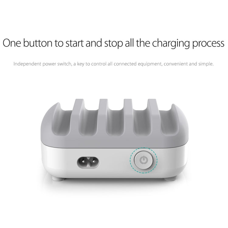 Station de charge intelligente ORICO DUK-5P 40W à 5 ports USB avec support pour téléphone et tablette, prise UE