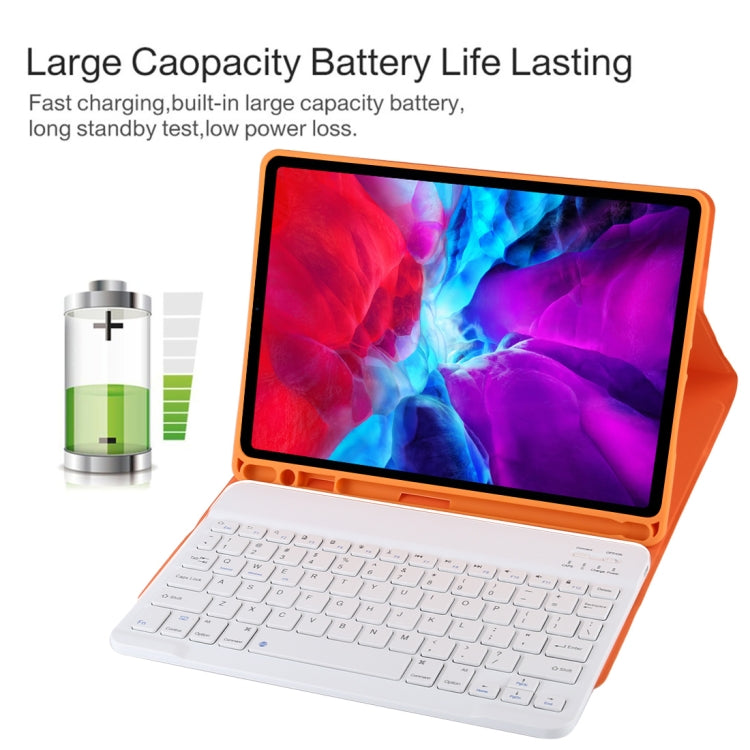 TG11B Detachable Bluetooth White Keyboard + Microfiber Leather Tablet Case for iPad Pro 11 inch (2020), with Pen Slot & Holder, White Keyboard