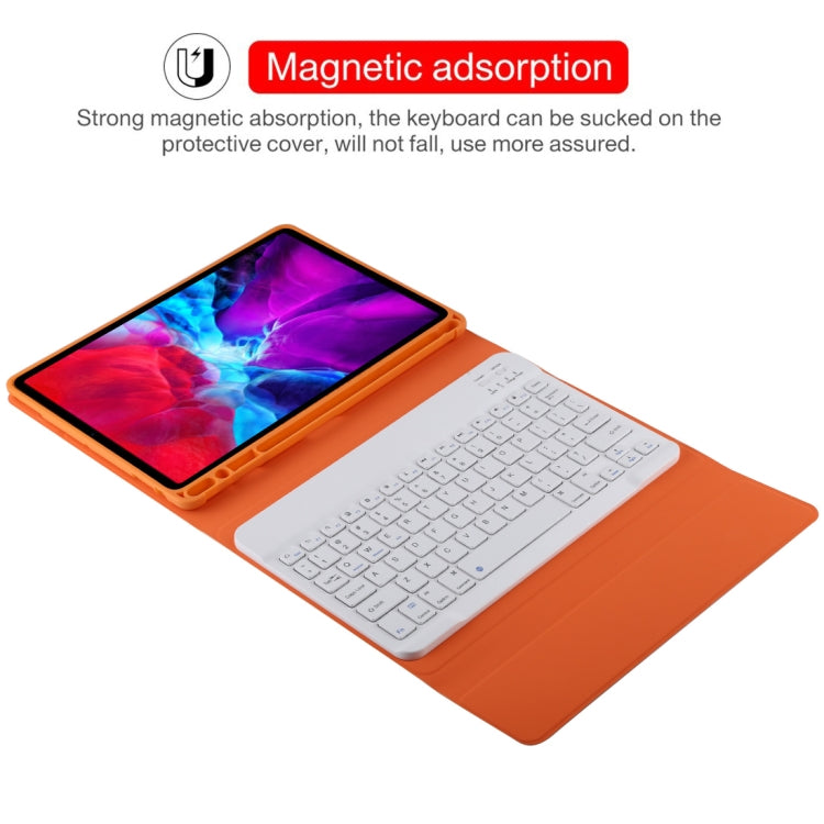 TG11B Detachable Bluetooth White Keyboard + Microfiber Leather Tablet Case for iPad Pro 11 inch (2020), with Pen Slot & Holder, White Keyboard