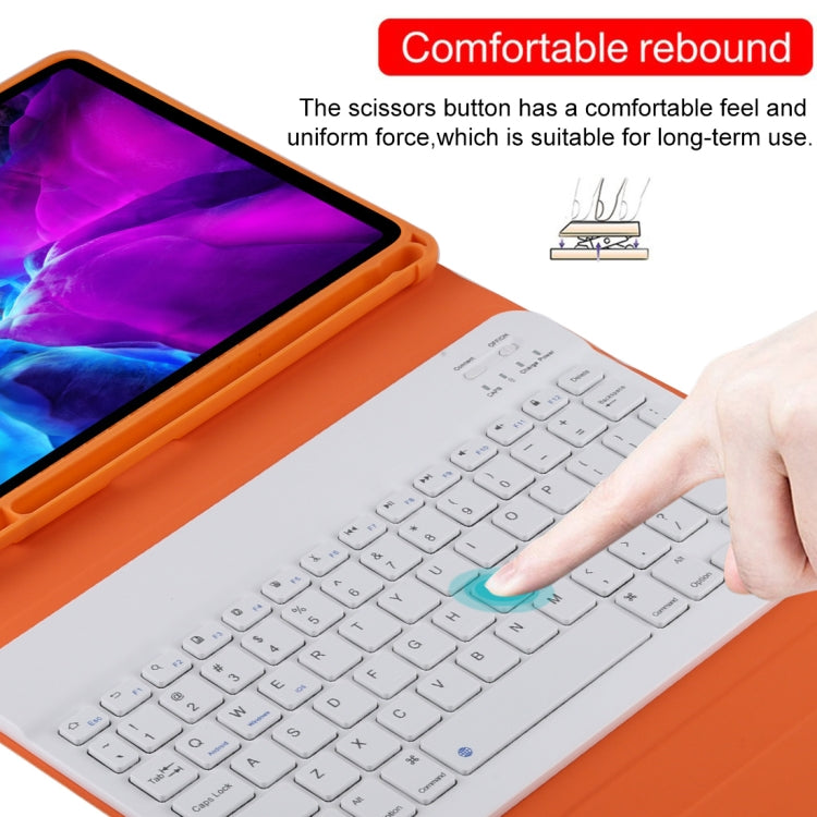 TG11B Detachable Bluetooth White Keyboard + Microfiber Leather Tablet Case for iPad Pro 11 inch (2020), with Pen Slot & Holder, White Keyboard