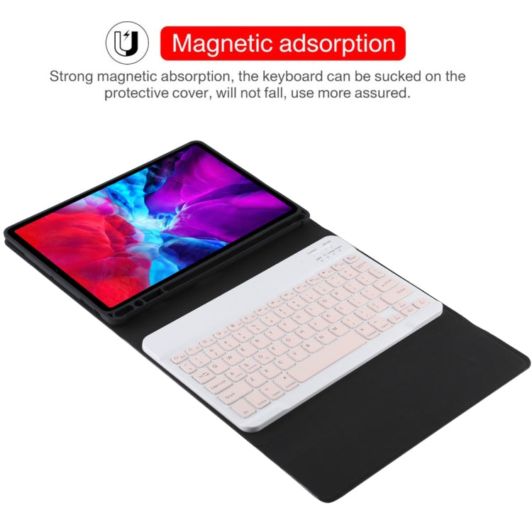 TG11B Detachable Bluetooth Pink Keyboard + Microfiber Leather Tablet Case for iPad Pro 11 inch (2020), with Pen Slot & Holder, Pink Keyboard