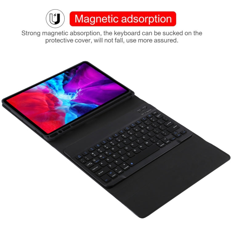 TG11B Detachable Bluetooth Black Keyboard + Microfiber Leather Tablet Case for iPad Pro 11 inch (2020), with Pen Slot & Holder, Black Keyboard