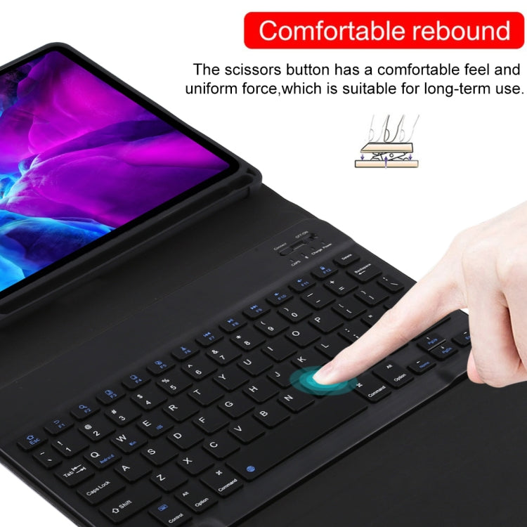 TG11B Detachable Bluetooth Black Keyboard + Microfiber Leather Tablet Case for iPad Pro 11 inch (2020), with Pen Slot & Holder, Black Keyboard