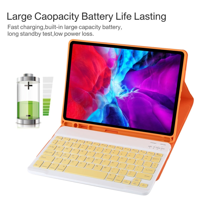 TG11B Detachable Bluetooth Yellow Keyboard + Microfiber Leather Tablet Case for iPad Pro 11 inch (2020), with Pen Slot & Holder, Yellow Keyboard