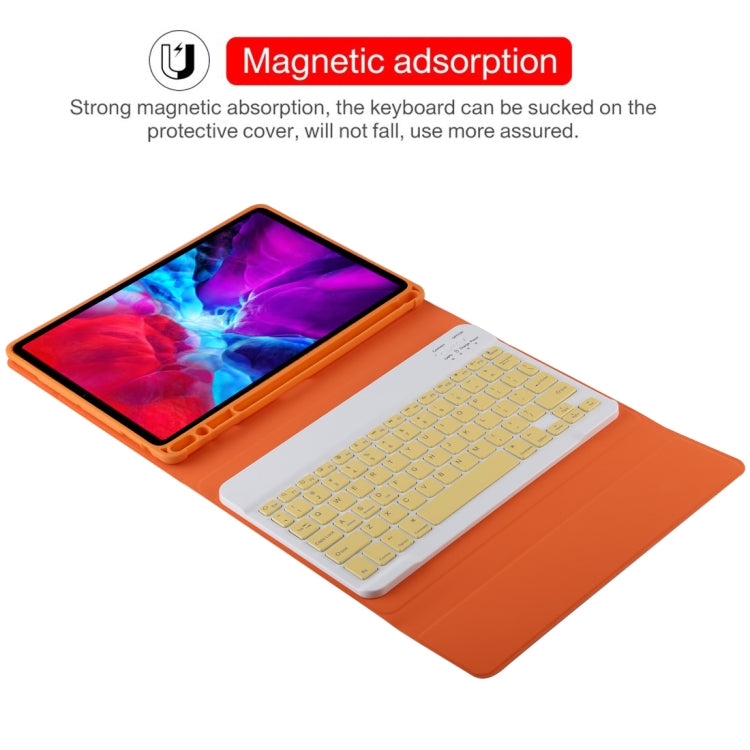TG11B Detachable Bluetooth Yellow Keyboard + Microfiber Leather Tablet Case for iPad Pro 11 inch (2020), with Pen Slot & Holder, Yellow Keyboard
