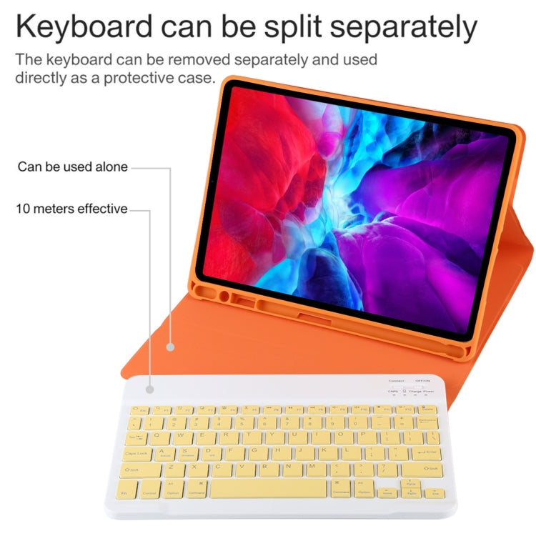 TG11B Detachable Bluetooth Yellow Keyboard + Microfiber Leather Tablet Case for iPad Pro 11 inch (2020), with Pen Slot & Holder, Yellow Keyboard