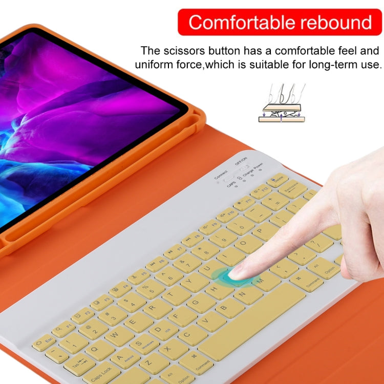 TG11B Detachable Bluetooth Yellow Keyboard + Microfiber Leather Tablet Case for iPad Pro 11 inch (2020), with Pen Slot & Holder, Yellow Keyboard