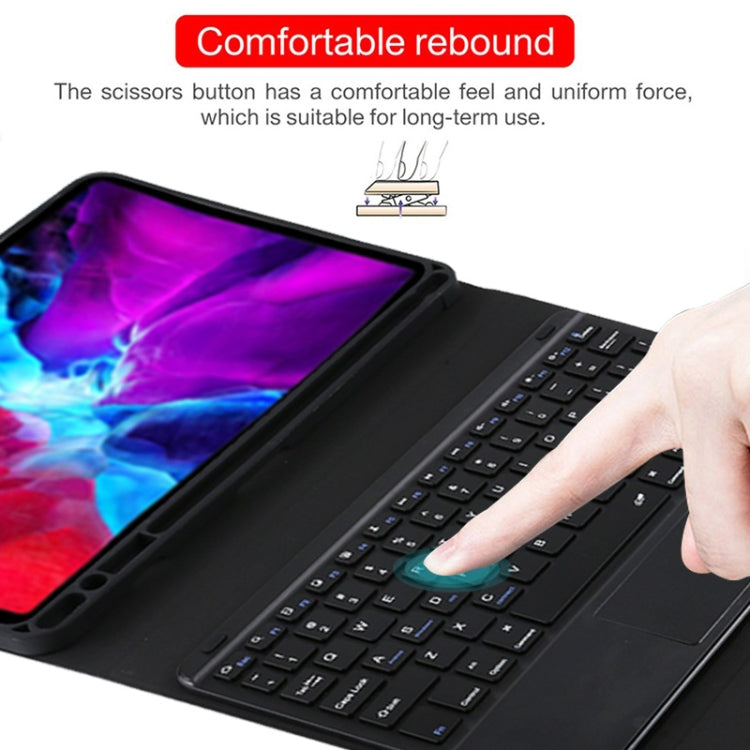 TG11BC Detachable Bluetooth Black Keyboard Microfiber Leather Tablet Case for iPad Pro 11 inch (2020), with Touchpad & Pen Slot & Holder, Black Keyboard
