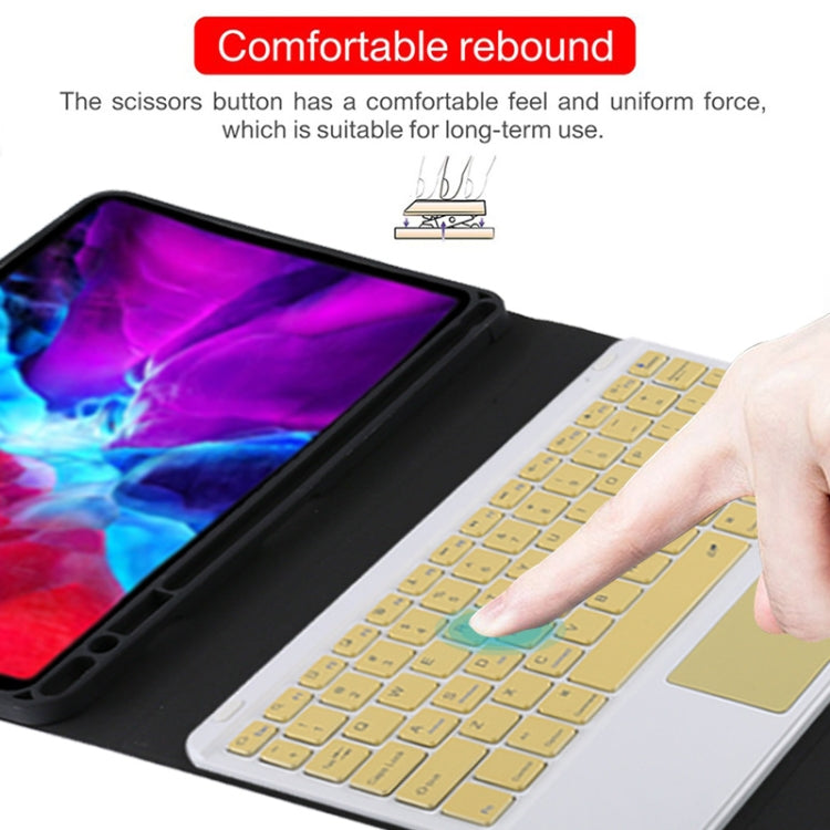 TG11BC Detachable Bluetooth Yellow Keyboard Microfiber Leather Tablet Case for iPad Pro 11 inch (2020), with Touchpad & Pen Slot & Holder, Yellow Keyboard