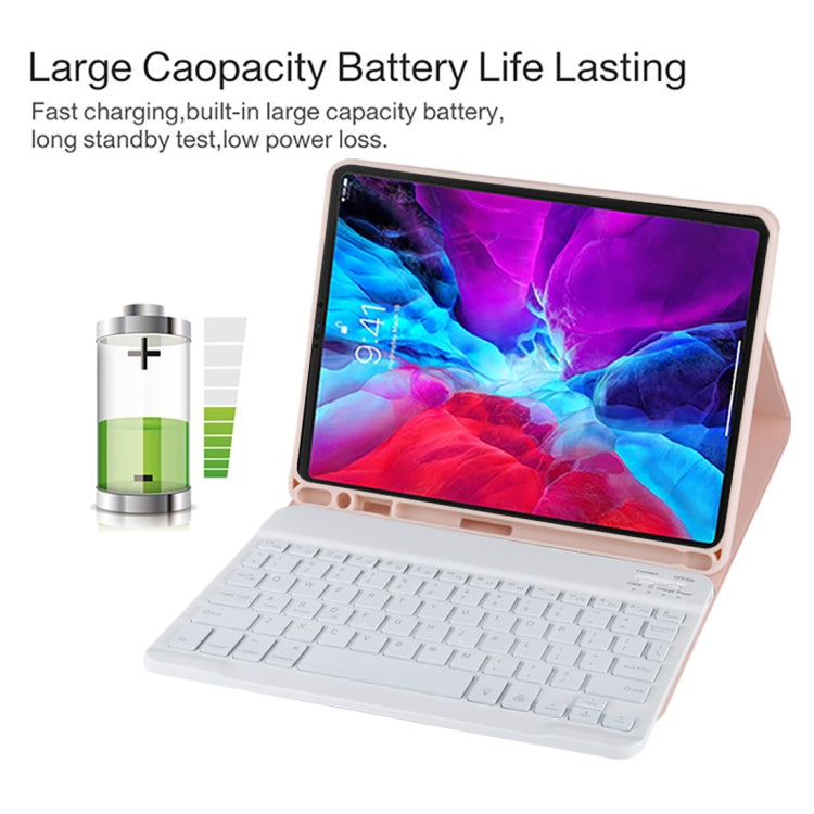 TG11BS Detachable Bluetooth White Keyboard Microfiber Leather Tablet Case for iPad Pro 11 inch (2020), with Backlight & Pen Slot & Holder, White Keyboard