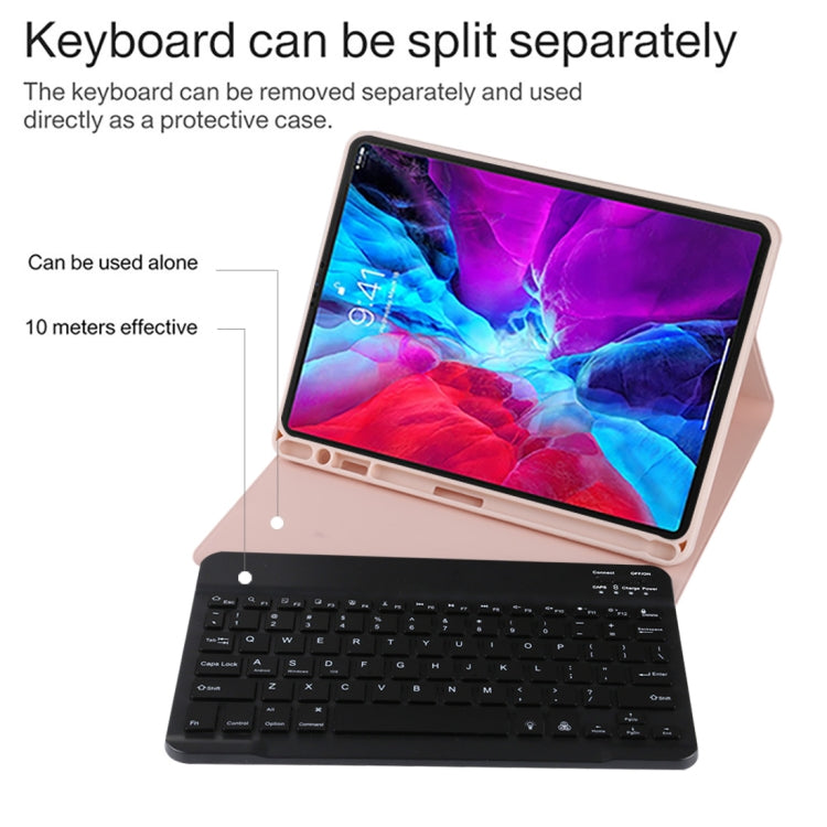 TG11BS Detachable Bluetooth Black Keyboard + Microfiber Leather Tablet Case for iPad Pro 11 inch (2020), with Backlight & Pen Slot & Holder, Black Keyboard