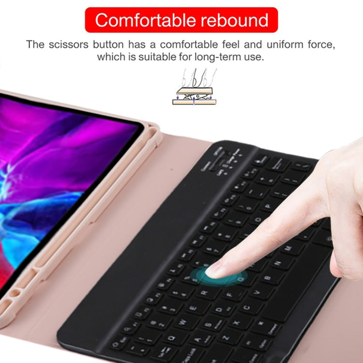 TG11BS Detachable Bluetooth Black Keyboard + Microfiber Leather Tablet Case for iPad Pro 11 inch (2020), with Backlight & Pen Slot & Holder, Black Keyboard