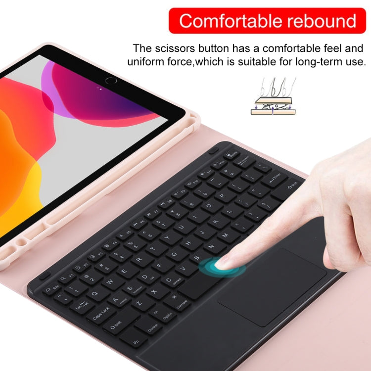 TG-102BCS Detachable Bluetooth Black Keyboard + Microfiber Leather Tablet Case for iPad 10.2 inch / iPad Air (2019), with Touch Pad & Backlight & Pen Slot & Holder, Black Keyboard
