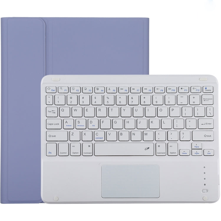 TG-102BC Detachable Bluetooth White Keyboard + Microfiber Leather Tablet Case for iPad 10.2 inch / iPad Air (2019), with Touch Pad & Pen Slot & Holder, White Keyboard