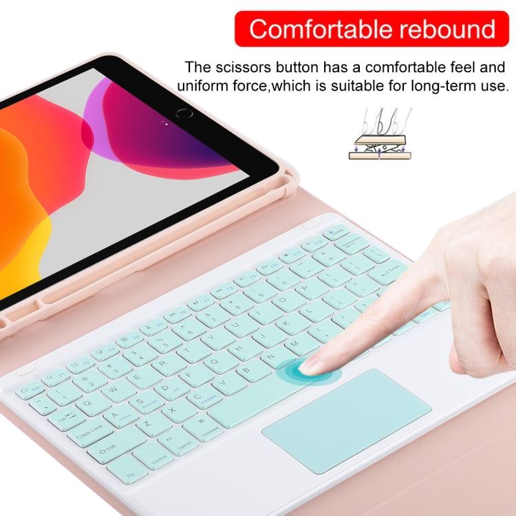 TG-102BC Detachable Bluetooth Green Keyboard + Microfiber Leather Tablet Case for iPad 10.2 inch / iPad Air (2019), with Touch Pad & Pen Slot & Holder, Green Keyboard