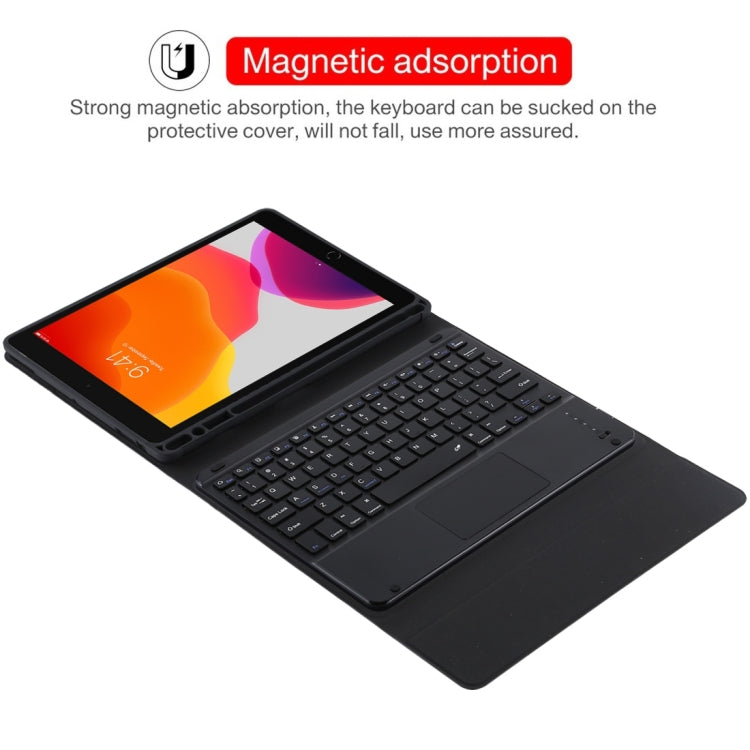 TG109BC Detachable Bluetooth Black Keyboard + Microfiber Leather Tablet Case for iPad Air 2020, with Touch Pad & Pen Slot & Holder, TG109BC