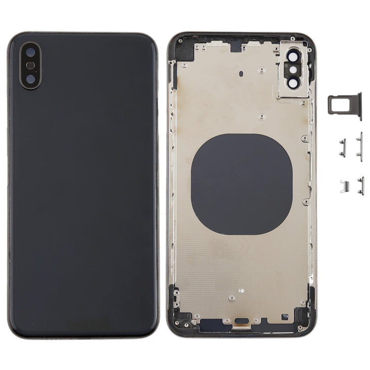 Batterieabdeckung mit Kameralinsenrahmen & SIM-Kartenfach & Seitentasten für iPhone XS Max, Für iPhone XS Max, Für iPhone XS Max mit Seitentasten, Für iPhone XS Max mit Kameralinsenrahmen