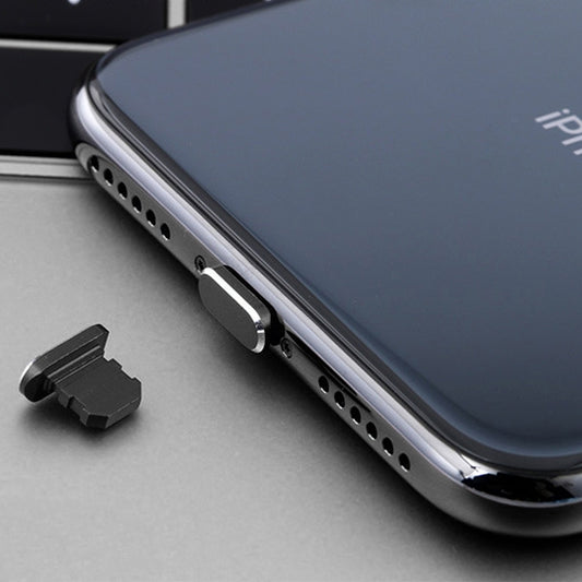 2 pièces Cache anti-poussière métallique universel 8 broches pour port de charge iPhone
