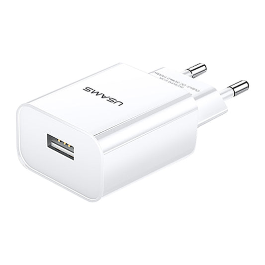 USAMS US-CC075 T18 2.1A Single USB Travel Charger, EU Plug, EU Plug