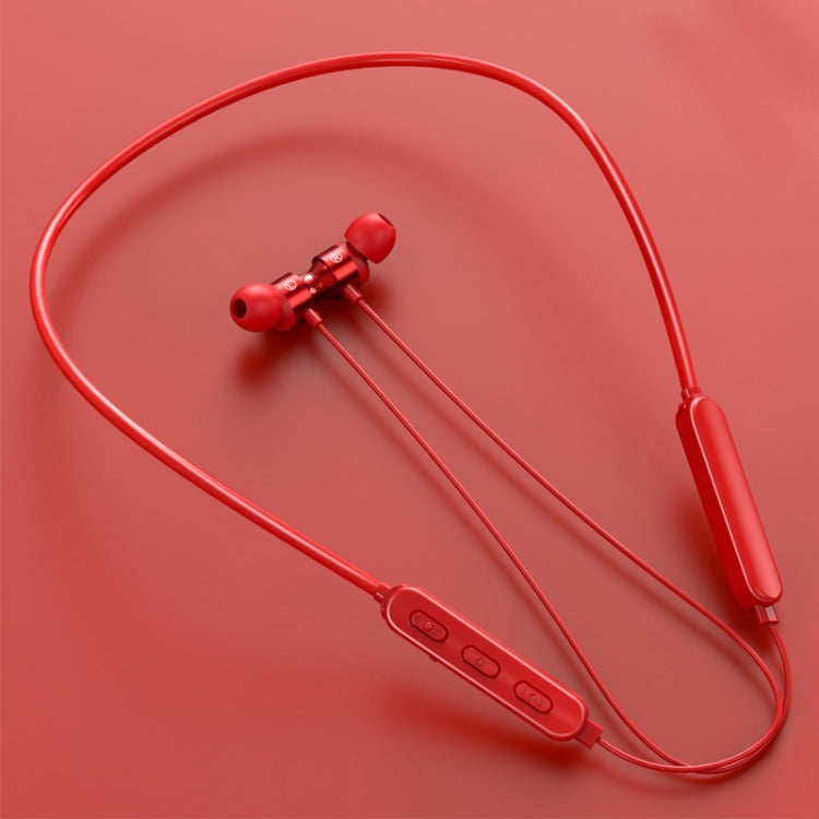 Bluetooth 5.1 Round Wire Neck-mounted Bluetooth Sports Earphone with Magnetic Function, White, Black, Red