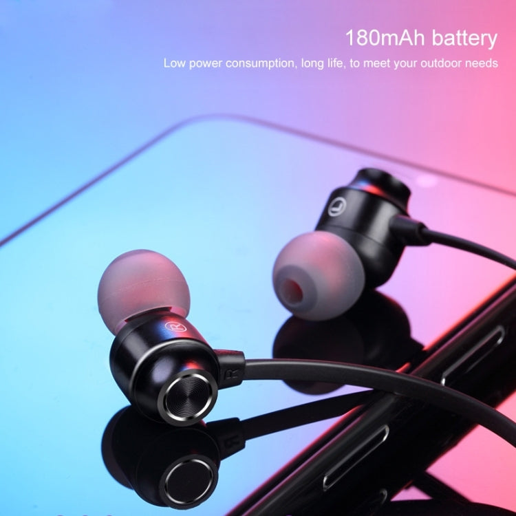 Bluetooth 5.1 Round Wire Neck-mounted Bluetooth Sports Earphone with Magnetic Function, White, Black, Red
