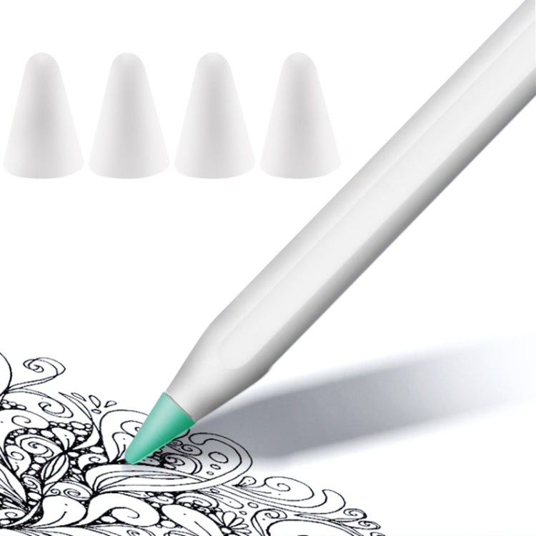 4 PCS Non-slip Mute Wear-resistant Nib Cover for Apple Pencil 1 / 2, Dark Blue, Mint Green, Transparent, White