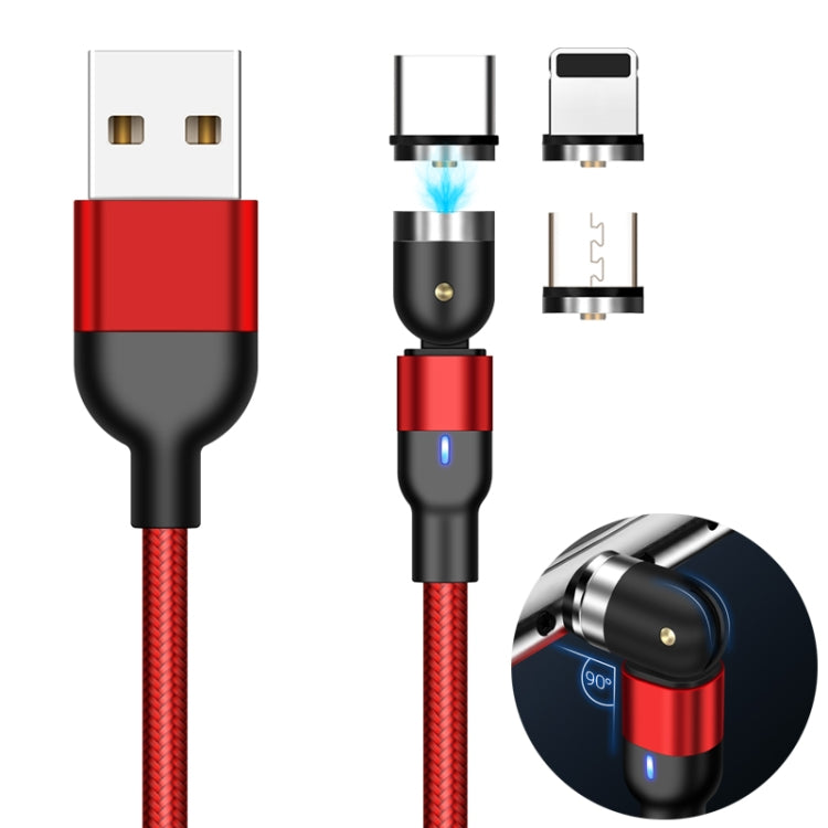 2m 2A Output 3 in 1 USB to 8 Pin + USB-C / Type-C + Micro USB Nylon Braided Rotate Magnetic Charging Cable, 2m 3 in 1, 2m 3 in 1