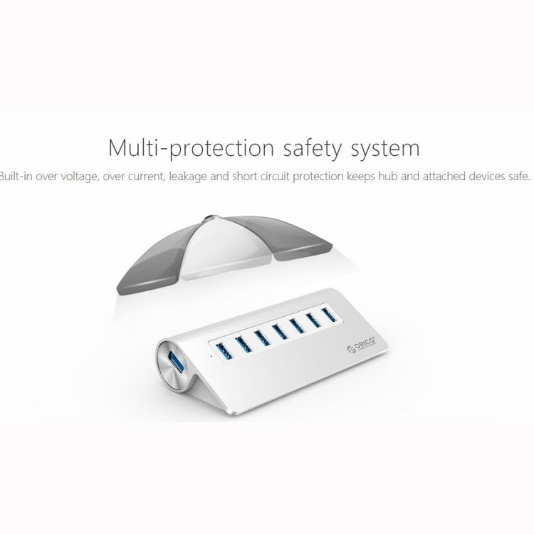 ORICO M3H7-V1 Aluminum Alloy 7 USB 3.0 Ports HUB with 30W Power Adapter, M3H7-V1