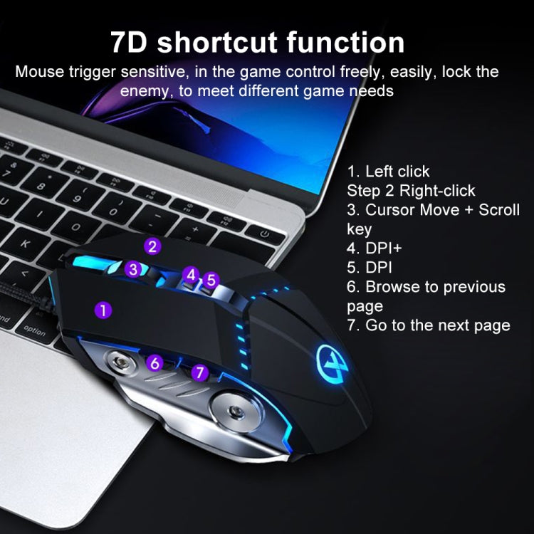 GM20 3200DPI 4-modes Adjustable 7-keys RGB Light Wired Gaming Mouse, GM20 White, GM20 Black