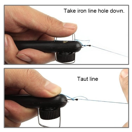 Dispositif à nouer pour ligne de pêche, noueur de ligne de pêche, outil manuel pour attacher des nœuds, dispositif à nouer pour hameçons de pêche