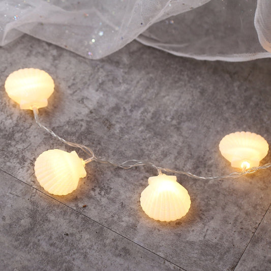 20 LED Guirlande Lumineuse Décorative Style Adolescent, Forme Coquillage, Lumière Chaude pour Noël, Mariage, Chambre