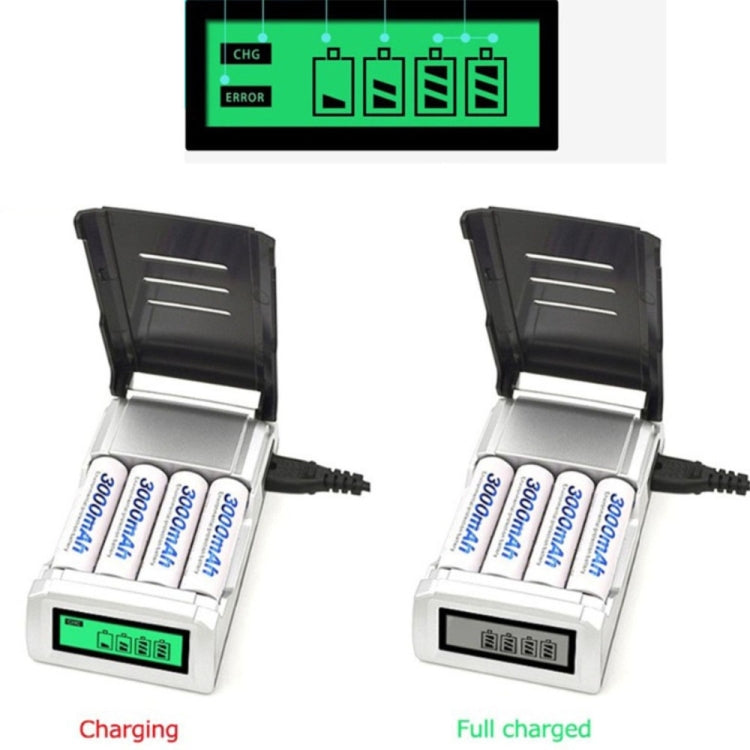 AC 100-240V 4 Slot Battery Charger for AA & AAA Battery, with LCD Display, AU Plug