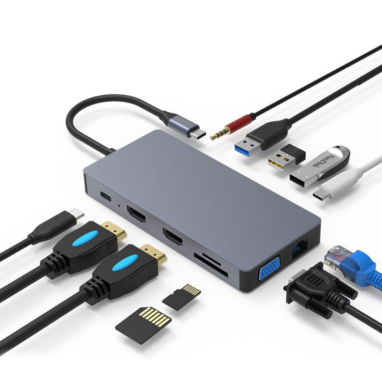 Blueendless 12 In 1 Multi-function Type-C / USB-C HUB Expansion Dock, 12 In 1