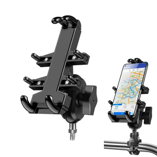 Support de navigation multifonctionnel en aluminium pour téléphone, avec rotule et huit griffes, pour moto, boulon M10